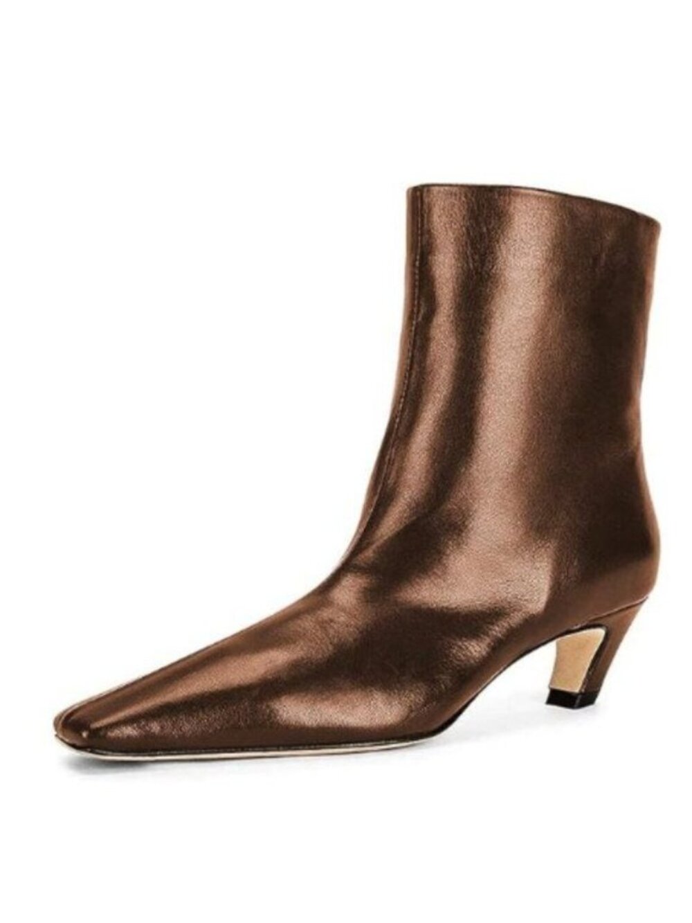 FSJ Women Square Toe Comfort Kitten Low Heel Ankle Boot Pull On Bootie Brown